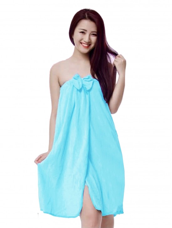 Elasticated Wrap Towel Dress w/ Bow